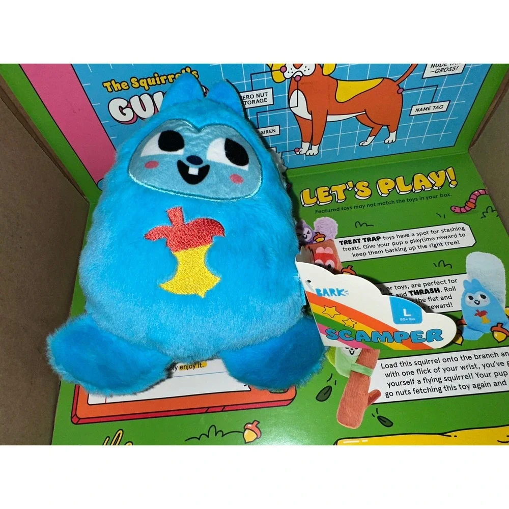 BarkBox Scamper the Squirrel Blue Plush Dog Toy Large 50+‎ lbs bark
